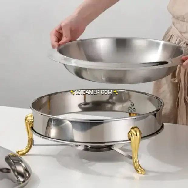 Assiette chauffante pieds doré