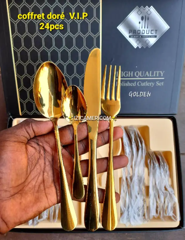 Coffret de cuillère doré 24 pièces