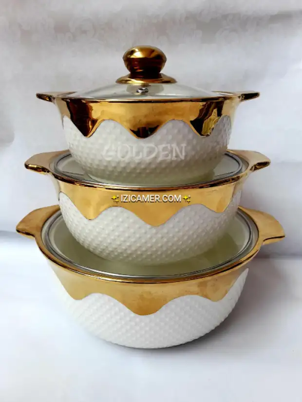 Assiette chauffante en porcelaine Dorée