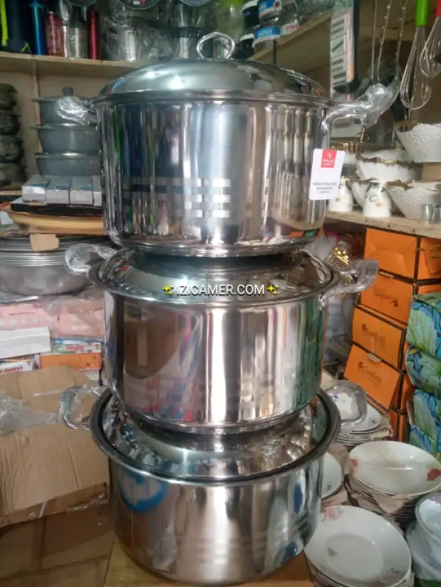 Grande assiette inox lourde antiadhésive