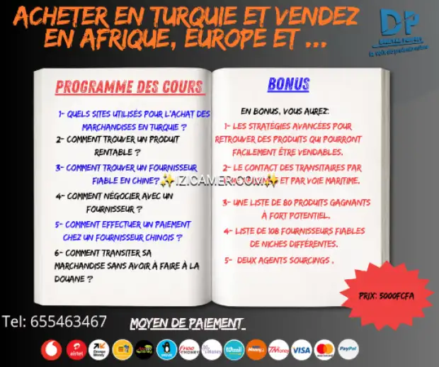 Formation d'achat en chine Turquie et Dubaï