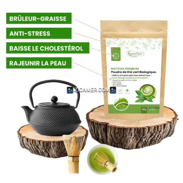 Matcha Premium Orviar – Poudre de Thé Vert 100 % Bio pour Énergie et Bien-être