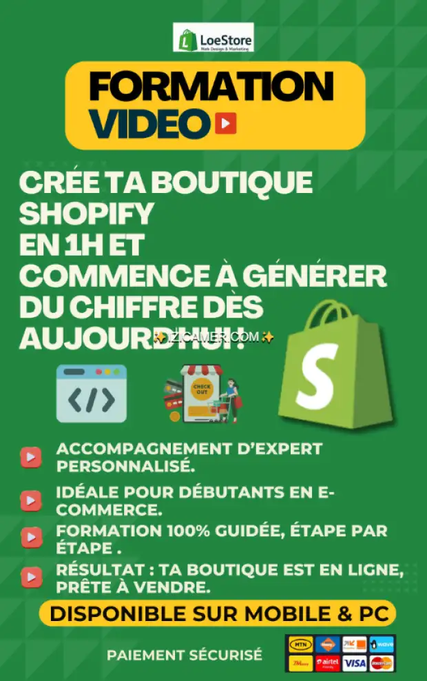 Crée ta Boutique Shopify en 1h et Commence à Générer du Chiffre dès Aujourd’hui ! | IZICAMER