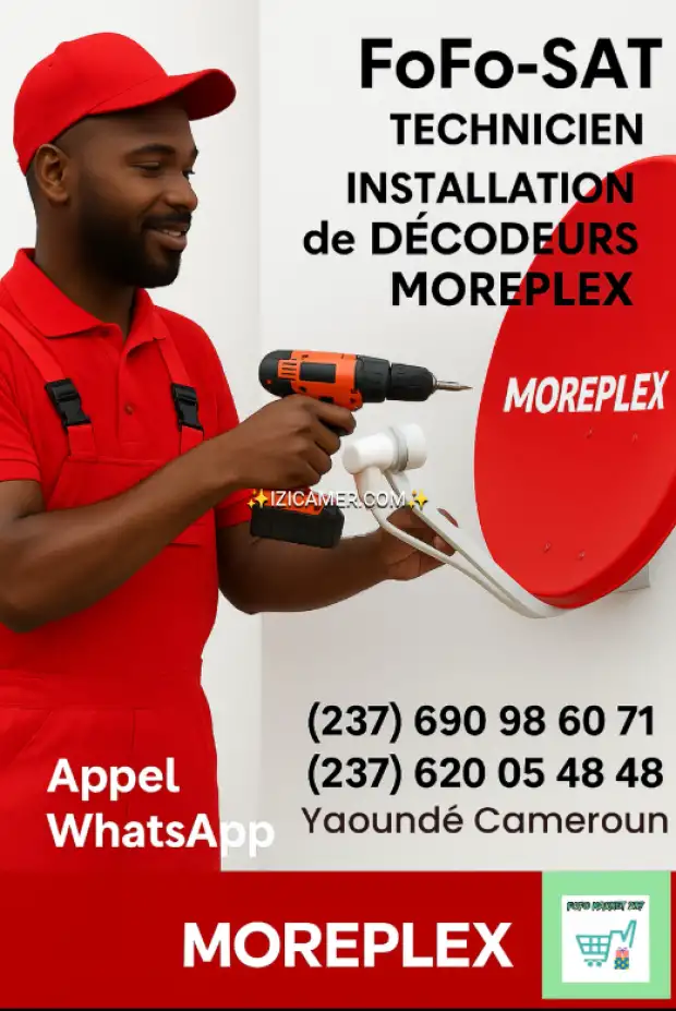 Main d'œuvre Installation du décodeur moreplex (chaînes gratuites africaines et sportives)