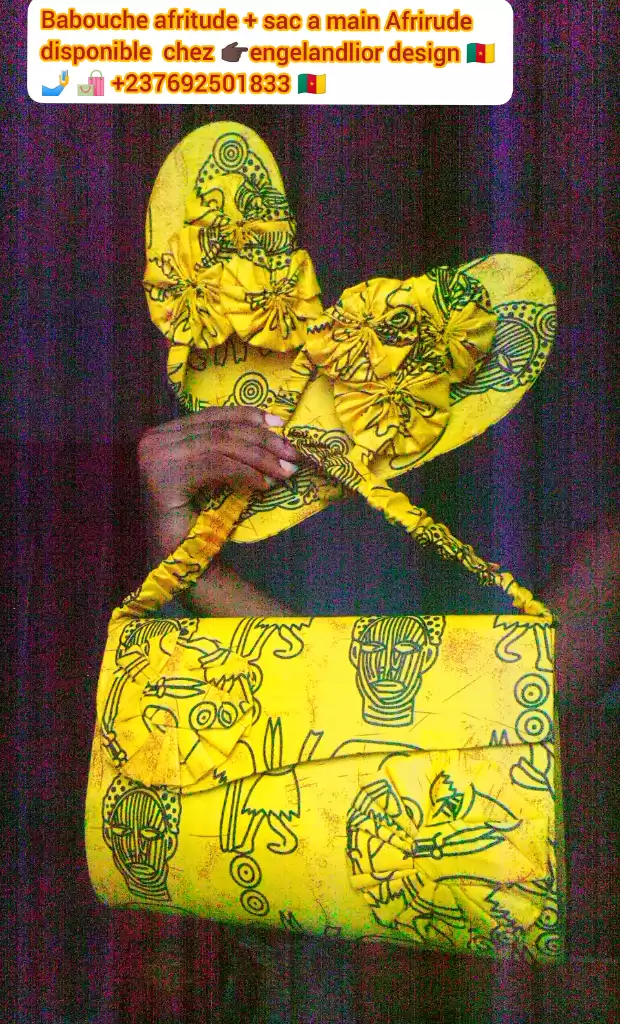 Sac +babouche en tissu pagne