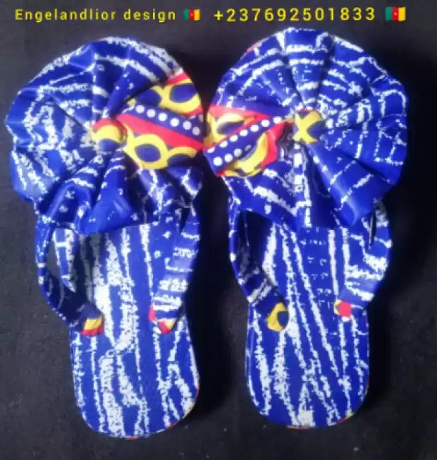Babouche en tissu pagne ndop ? disponible | IZICAMER