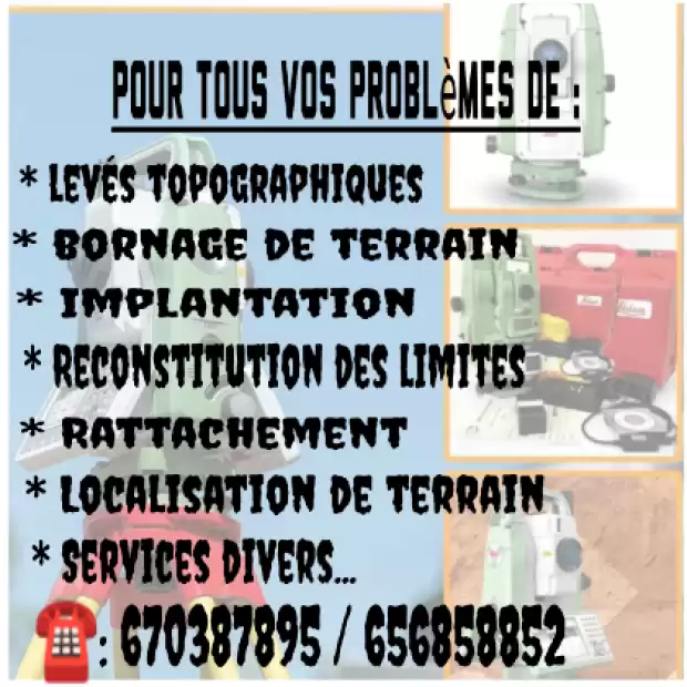 Pour vos problèmes de dossier technique des terrains et services topographiques....
