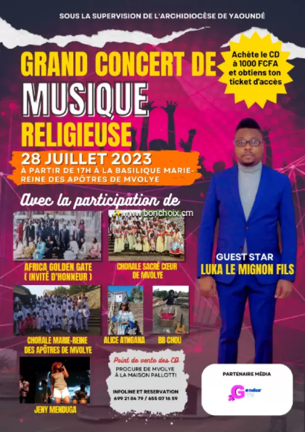 Grand concert de musique religieuse à la basilique de Mvolye ce 28 juillet 2023 à partir de 17h