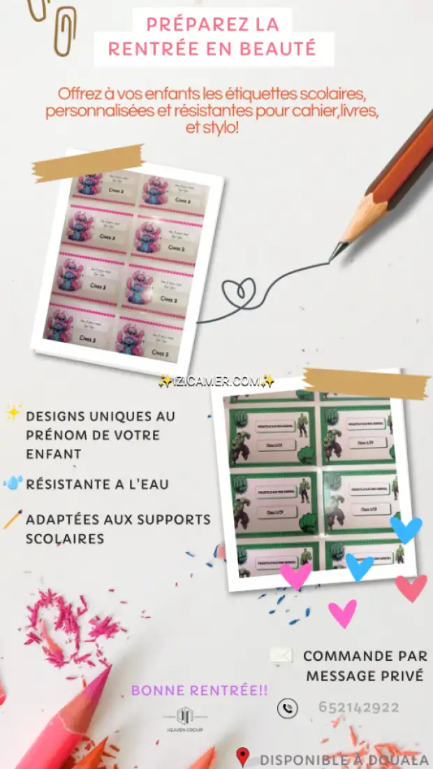 Étiquettes scolaires