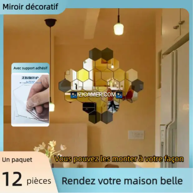 MIROIR DÉCORATIF AVEC SUPPORT ( 12 PIÈCES) | IZICAMER