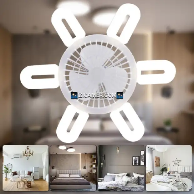 Ventilateur plafonnier avec lumière et télécommande