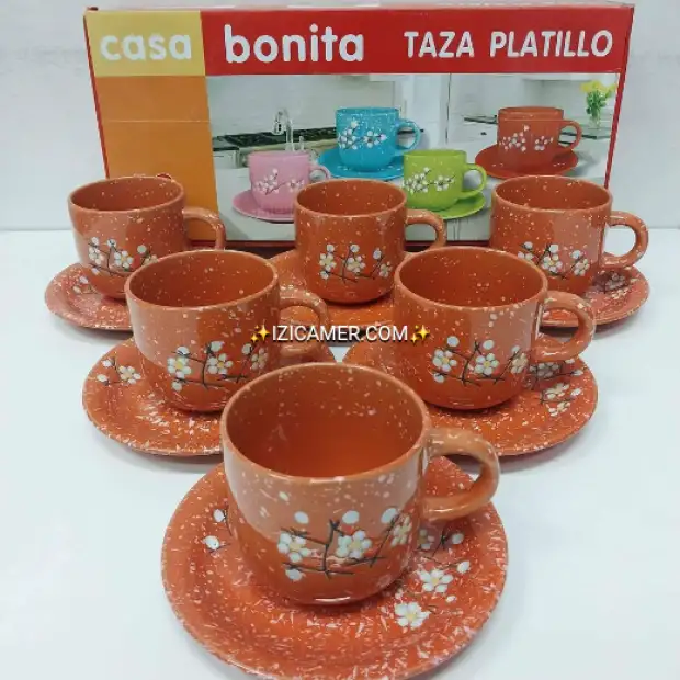 12 Pieces  6tasses et  6 sous tasses  beautiful designs | IZICAMER