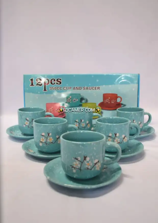 12 Pieces  6tasses et  6 sous tasses  beautiful designs | IZICAMER