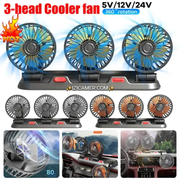 Ventilateur voiture 3 pièces | IZICAMER