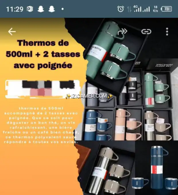 mini thermos avec deux gobelet