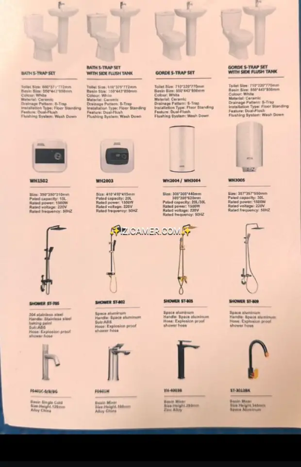 Ensemble WC+lavabo+colone GOLDEN DIAMOND | IZICAMER