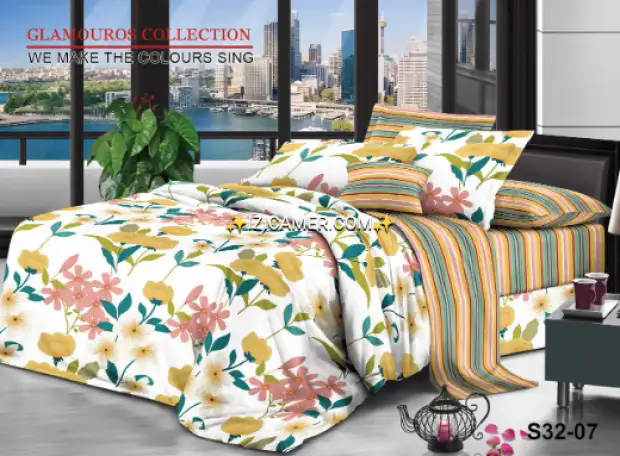 Solde de vos draps coton 3 places avec 4 taies d'oreillers | IZICAMER